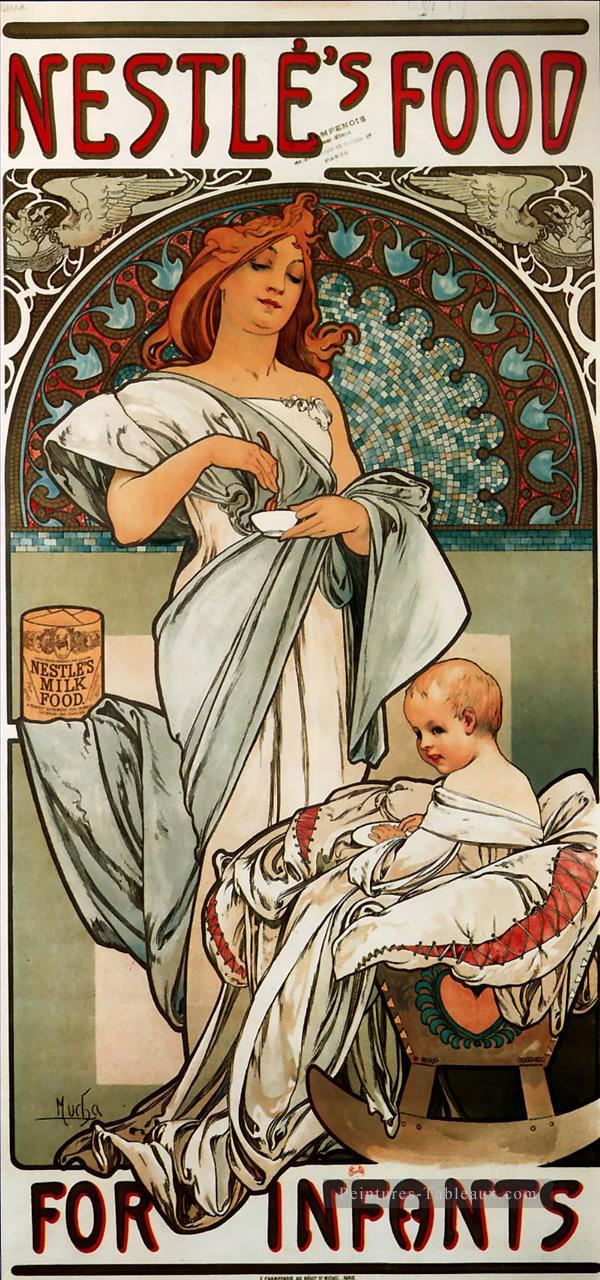 Nestles Food for Infants 1897 Art Nouveau tchèque Alphonse Mucha Peintures à l'huile